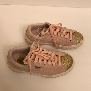 Puma Blush Pink Gold Toes Sneakers